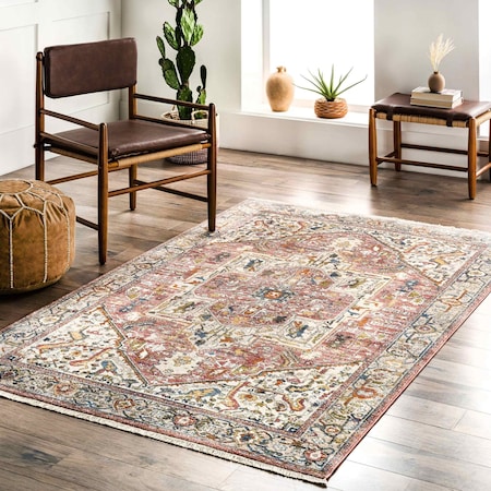 Nuloom Harriet Vintage Medallion Fringe Area Rug 5ft KHMC04H-S505